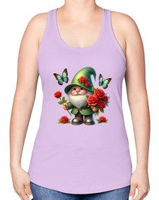 gnome with butterfly 11# - gnome -Racerback Tank
