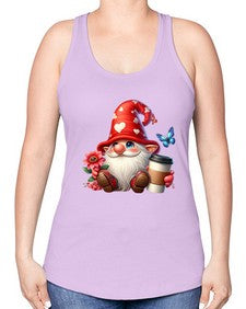 gnome with butterfly 12# - gnome -Racerback Tank