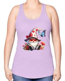 gnome with butterfly 13# - gnome -Racerback Tank