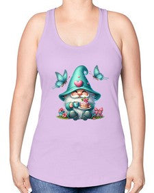 gnome with butterfly 14# - gnome -Racerback Tank