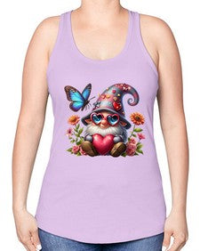 gnome with butterfly 17# - gnome -Racerback Tank