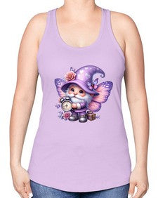 gnome with butterfly 18# - gnome -Racerback Tank
