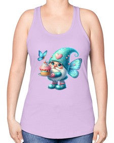 gnome with butterfly 20# - gnome -Racerback Tank
