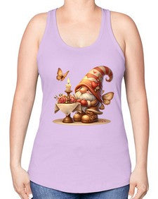 gnome with butterfly 21# - gnome -Racerback Tank