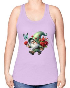 gnome with butterfly 24# - gnome -Racerback Tank