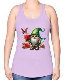 gnome with butterfly 26# - gnome -Racerback Tank