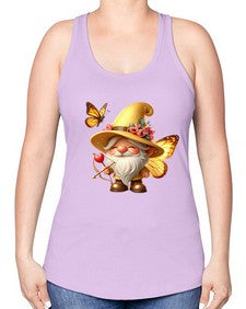 gnome with butterfly 27# - gnome -Racerback Tank