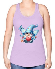 gnome with butterfly 28# - gnome -Racerback Tank