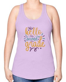 hello second grade 321# - second grade -Racerback Tank