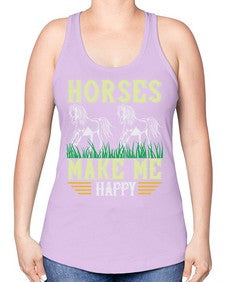 horses make me happy Style 40# - horse -Racerback Tank