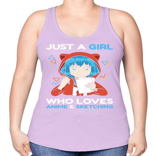 just a girl who loves anime and sketching259# - anime -Racerback Tank