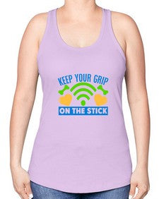 keep your grip on the stick 35# - video games -Racerback Tank