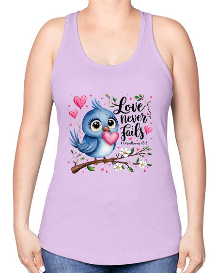 love never fails 63# - birds -Racerback Tank