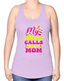 my boss calls me mom 312# - unicorn -Racerback Tank