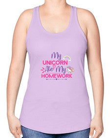 my unicorn ate my homework 322# - unicorn -Racerback Tank