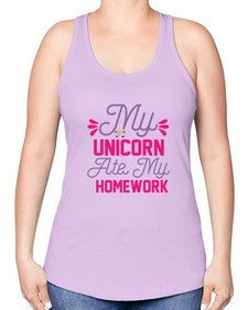 my unicorn ate my homework 324# - unicorn -Racerback Tank