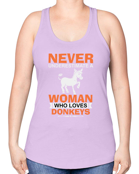 never underestimate a woman who loves donkeys Style 1# - donkey -Racerback Tank