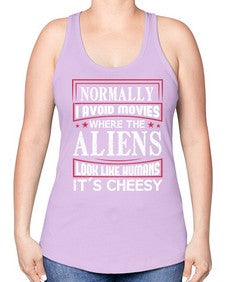 normally i avoid movies where aliens look human 35# - ufo -Racerback Tank