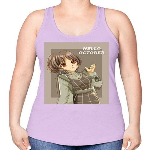 of beautiful girl in hello october 133# - anime -Racerback Tank