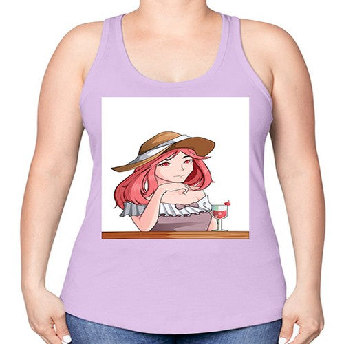 pretty woman with fresh juice in summer 37# - anime -Racerback Tank