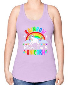 rainbow please im a unicorn 364# - unicorn -Racerback Tank