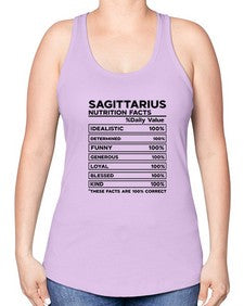 sagittarius Nutrition Facts 400# - sagittarius -Racerback Tank