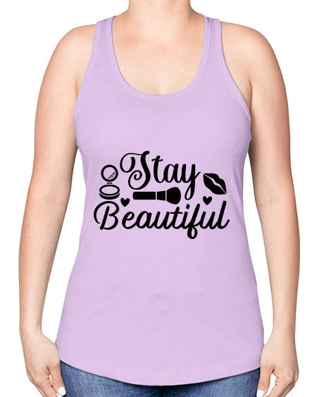 stay beautiful 19# - beauty - fashion -Racerback Tank