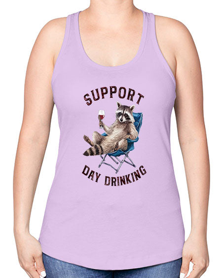 support day drinking 67# - raccoon -Racerback Tank