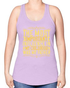 the most important influence in my childhood was my father 594# - parents day -Racerback Tank