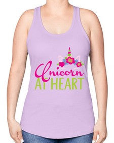 unicorn at heart 444# - unicorn -Racerback Tank