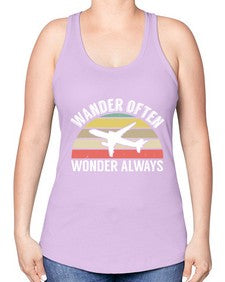 wander often wonder always  47# - airplane -Racerback Tank
