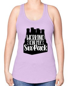 working on my six pack 1789# - beer -Racerback Tank
