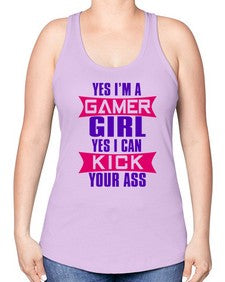 yes im a gamer girl yes i can kick your ass 169# - video games -Racerback Tank