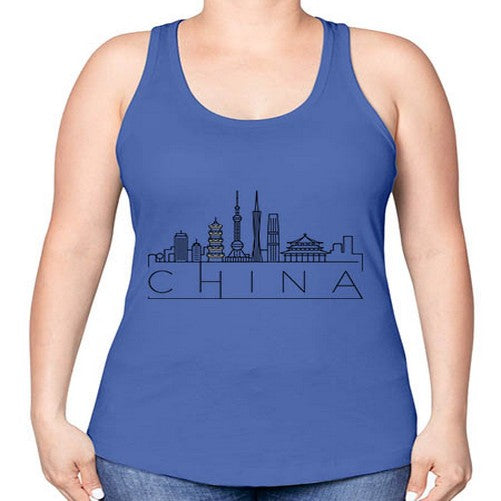 China Minimal Skyline 576# - cities -Racerback Tank
