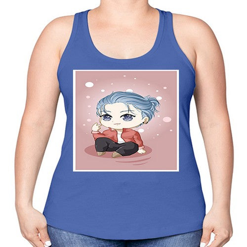 Cute little boy silver hair 78# - anime -Racerback Tank