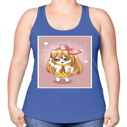 Cute little girl yellow hair wearing uniform 130# - anime -Racerback Tank