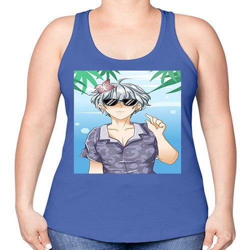 Handsome boy with sunglasses on the beach in summer holiday 44# - anime -Racerback Tank