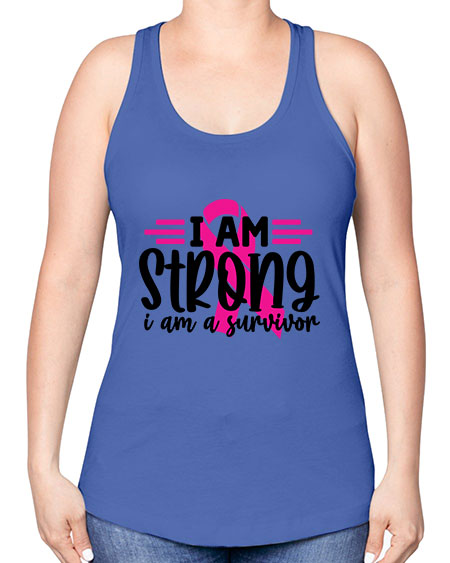 I Am Strong I Am a Survivor 20# - breast cancer -Racerback Tank