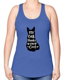 My Cat Thinks Im Cool Style 101# - cats -Racerback Tank