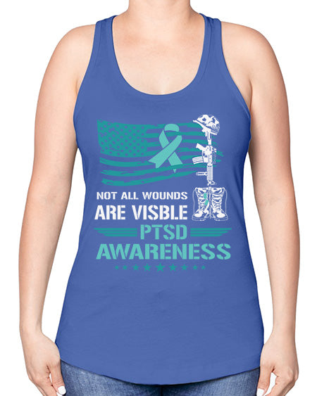 Patriotic Military PTSD Awareness 13# - PTSD -Racerback Tank