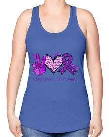 Peace Love Cure Alzheimer Awareness 205# - alzheimers -Racerback Tank