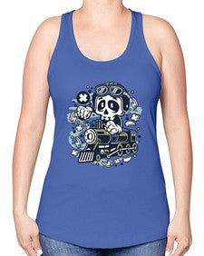 Skull Train 1067# - skull and bones -Racerback Tank