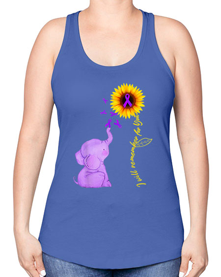 Sunflower Alzheimer Awareness shirt I Will Remember For You 215# - alzheimers -Racerback Tank