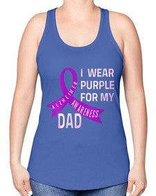 Womens I Wear Purple for My Dad Alzheimers Disease Awareness VNeck 221# - alzheimers -Racerback Tank