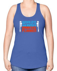Worlds okayest plumber1665# - plumber -Racerback Tank