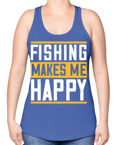be happy and go for fishing 66# - shark-fish -Racerback Tank
