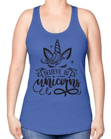 believe in unicorns black 55# - unicorn -Racerback Tank