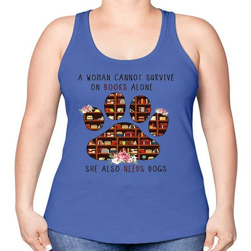books and dogs alone 62# - dogs -Racerback Tank