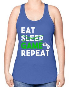 eat sleep game repeat 78# - video games -Racerback Tank