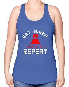 eat sleep hack repeat 48# - computer -Racerback Tank